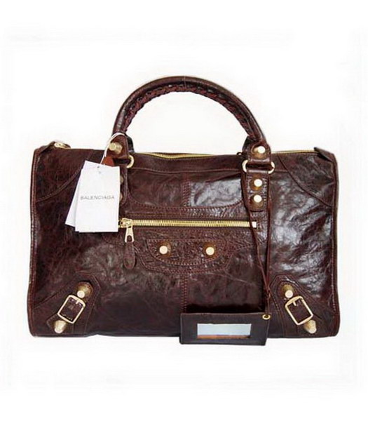 Balenciaga Le Dix motorcy Grande Agnello Handbag_Coffee